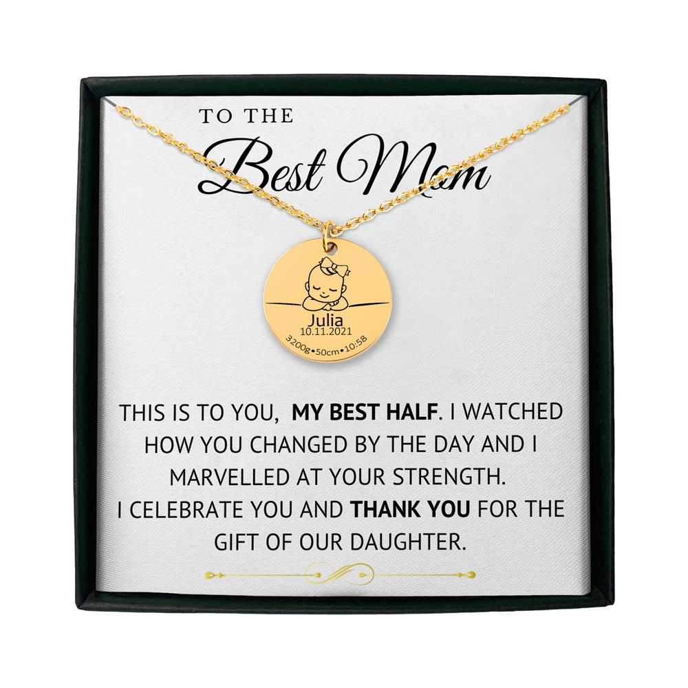 Baby Birth Details Necklace - To The Best Mom