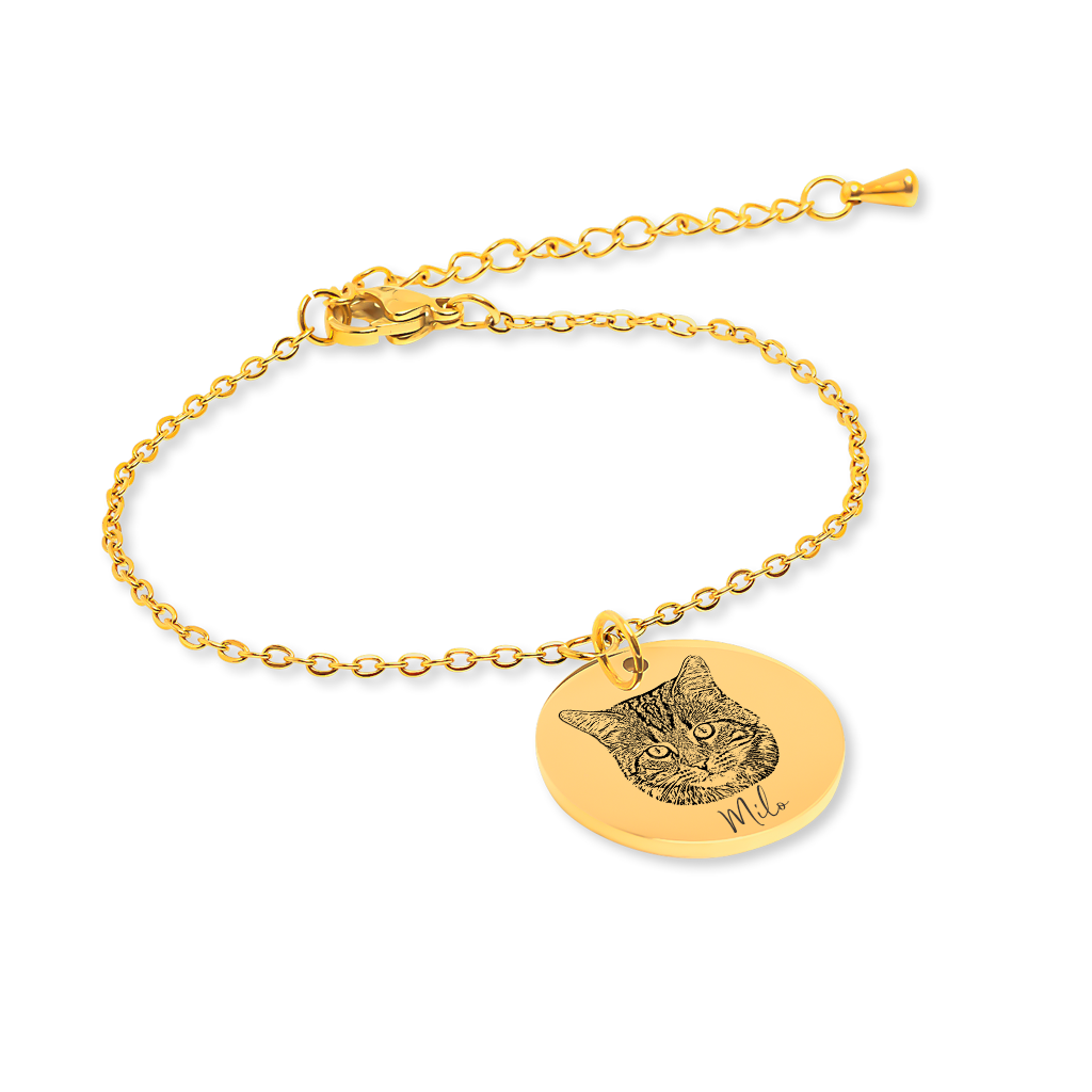 Engraved Cat Portrait Bracelet