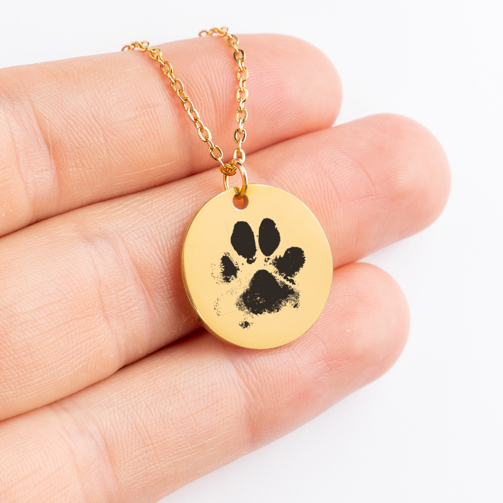 Engraved Paw Print Necklace