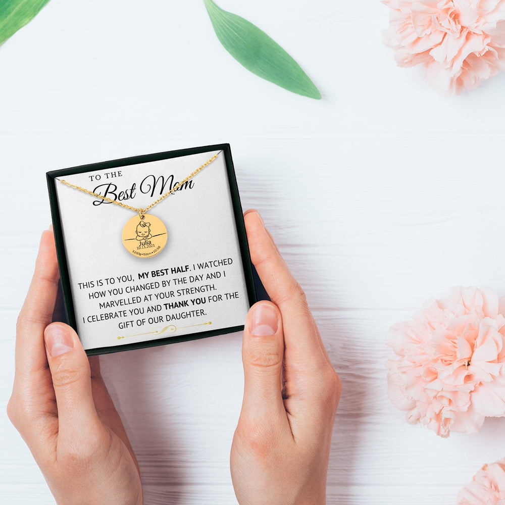 Baby Birth Details Necklace - To The Best Mom