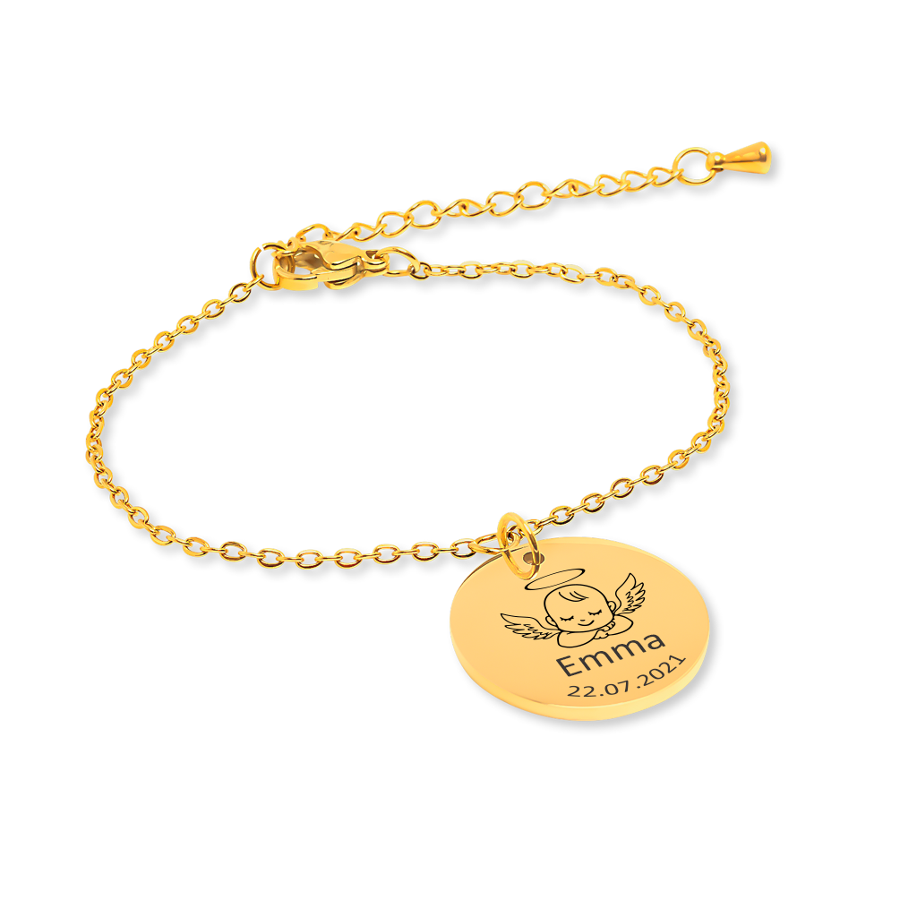 Engraved Baby Angel Bracelet