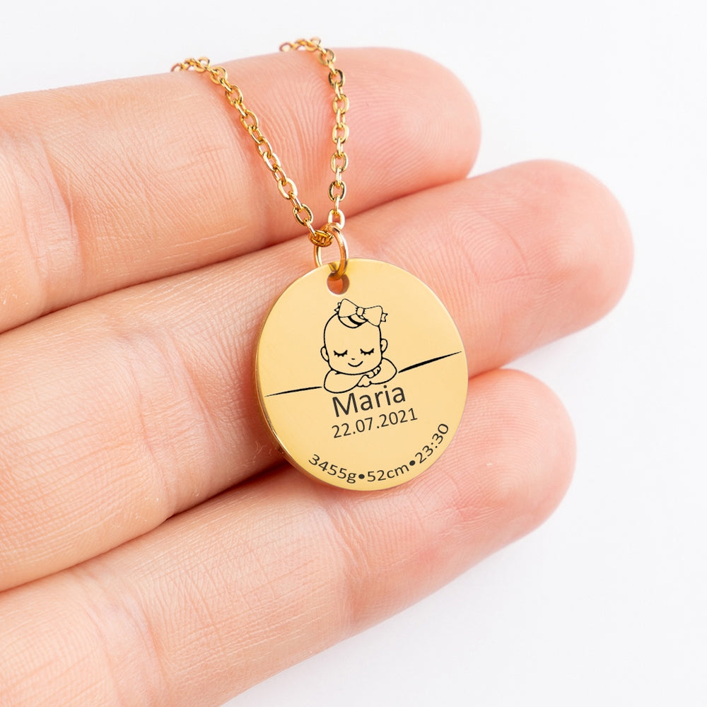 Baby Birth Details Necklace - To The Best Mom