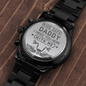 Engraved Design Black Chronograph Watch for Dad