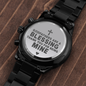 Engraved Design Black Chronograph Watch for Godfather