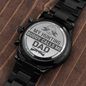 Engraved Design Black Chronograph Watch for Dad