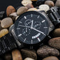 Engraved Design Black Chronograph Watch for Dad