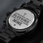 Engraved Design Black Chronograph Watch for Godfather