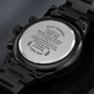 Engraved Design Black Chronograph Watch For Husband