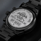Engraved Design Black Chronograph Watch for Dad