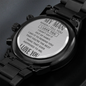 Engraved Design Black Chronograph Watch for My Man