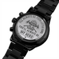 Engraved Design Black Chronograph Watch for Dad