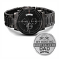 Engraved Design Black Chronograph Watch for Dad