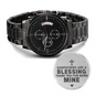 Engraved Design Black Chronograph Watch for Godfather