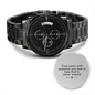 Engraved Design Black Chronograph Watch For Him