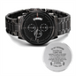 Engraved Design Black Chronograph Watch For Husband