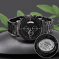 Engraved Design Black Chronograph Watch for Dad