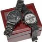Engraved Design Black Chronograph Watch for Dad