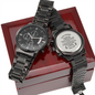 Engraved Design Black Chronograph Watch For Husband