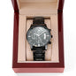 Engraved Design Black Chronograph Watch for My Man