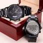 Engraved Design Black Chronograph Watch For Him