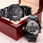 Engraved Design Black Chronograph Watch for Godfather