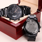 Engraved Design Black Chronograph Watch for My Man