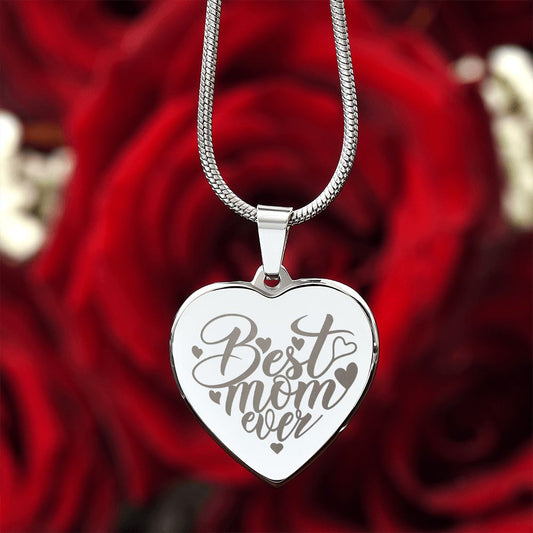 Engraved Heart Necklace - Best Mom Ever