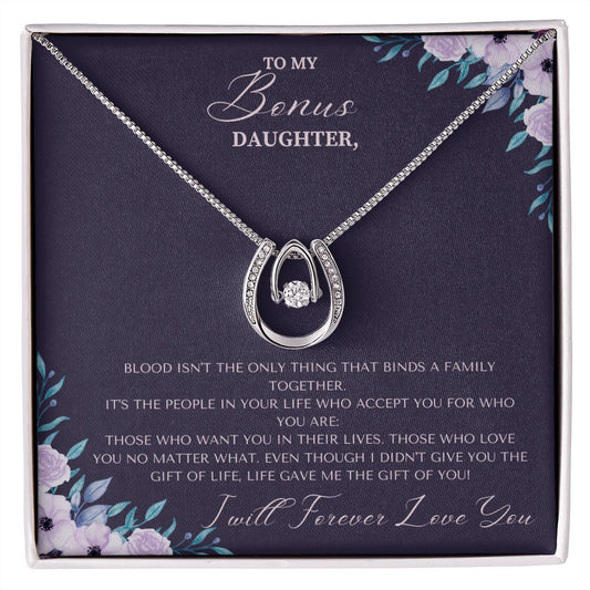 Lucky In Love Necklace Christmas Gift For Bonus Daughter