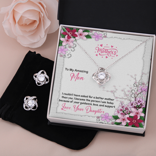 Love Knot Earring & Necklace Set - Happy Mother's Day