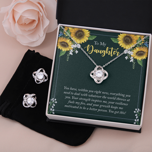 Love Knot Earring and Necklace Set - Your Strength Inspires Me