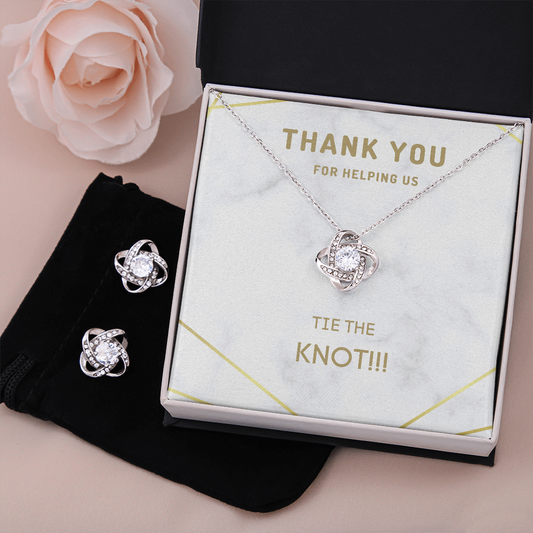 Love Knot Earring & Necklace Set - Thank You Gift For Bridal Party