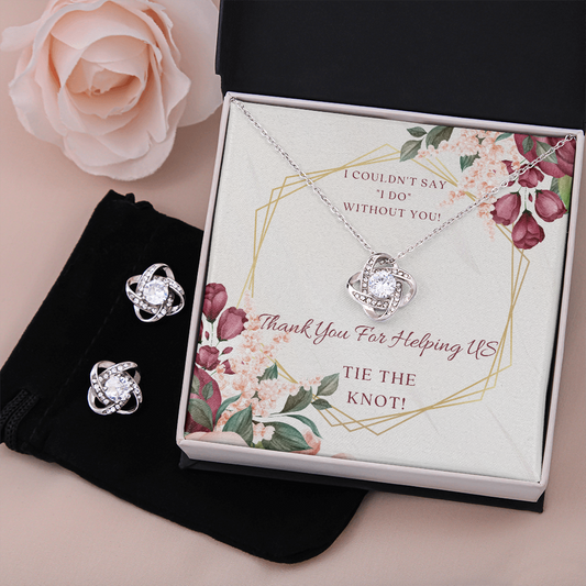 Love Knot Earring & Necklace Set - Thank You Gift For Bridal Party