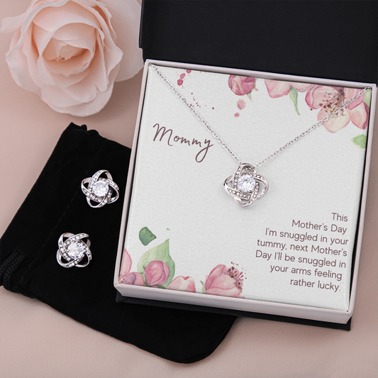 Love Knot Earring & Necklace Set - New Mommy