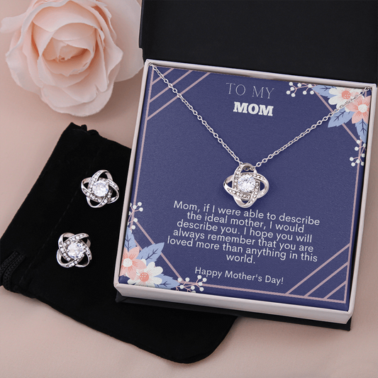 Love Knot Earring & Necklace Set - Happy Mother's Day