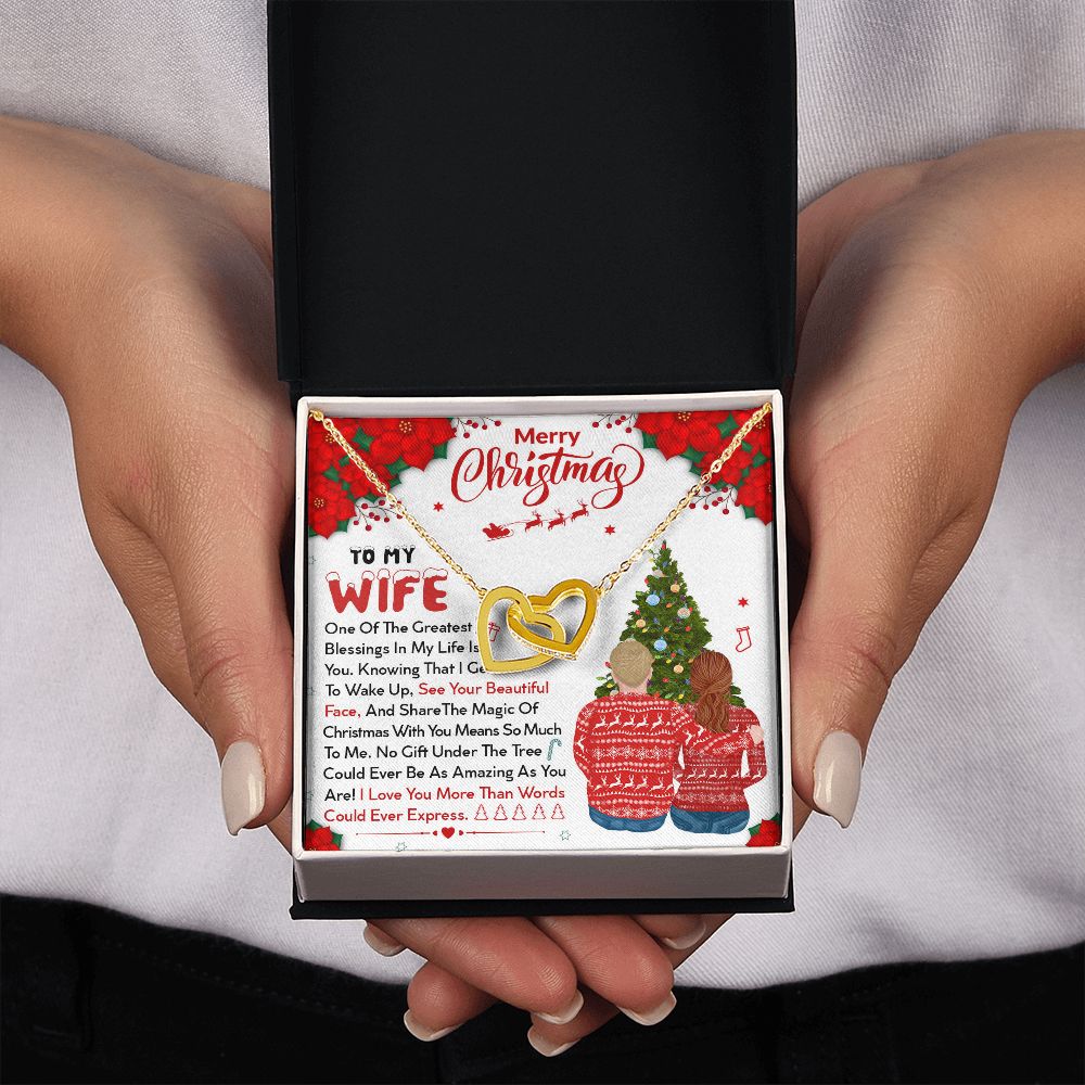 Interlocking Heart Necklace Christmas Gift For Wife