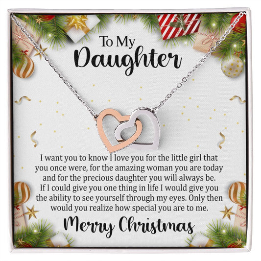 Interlocking Heart Necklace Christmas Gift For Daughter