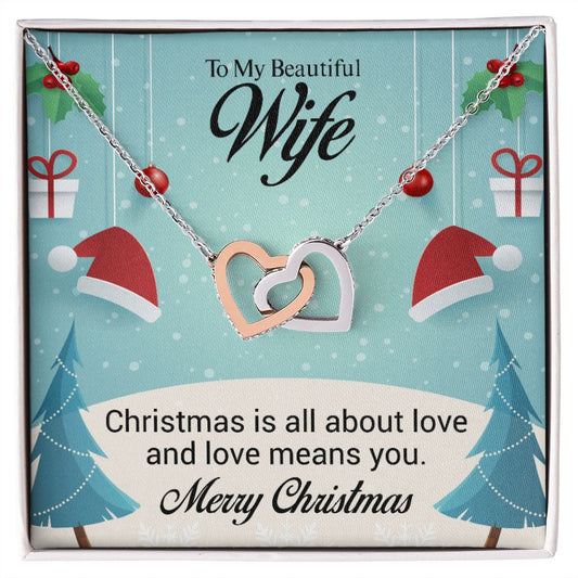 Interlocking Heart Necklace Christmas Gift For Wife