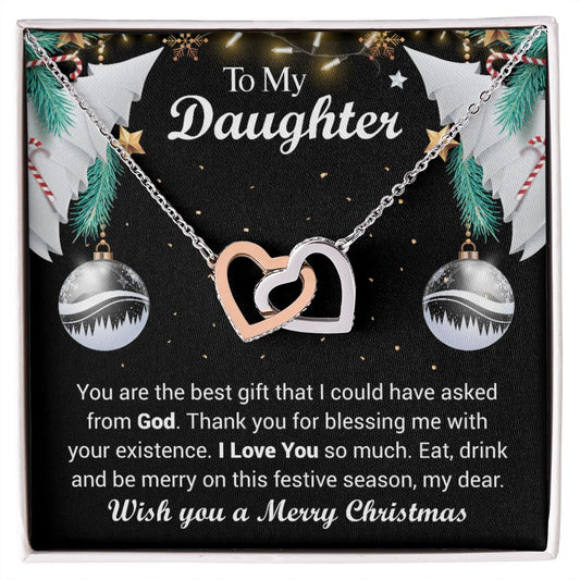 Interlocking Heart Necklace Christmas Gift For Daughter