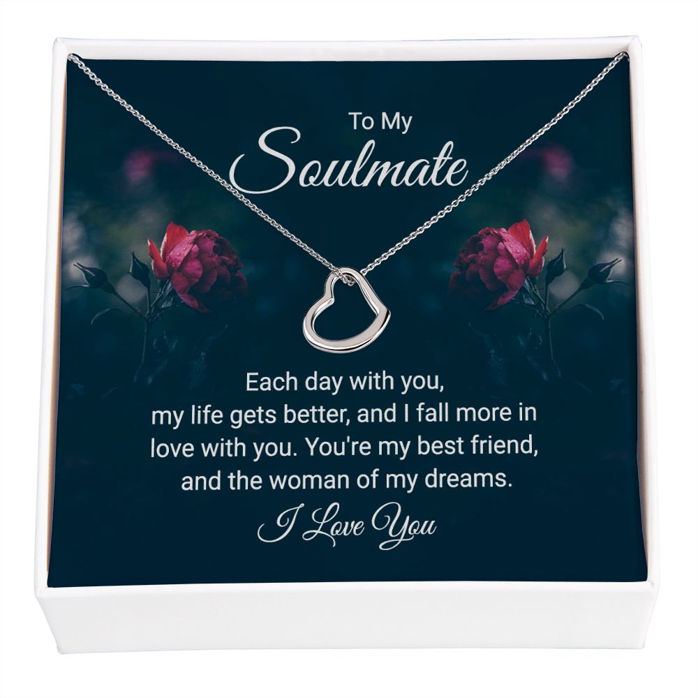 Delicate Heart Necklace To My Soulmate