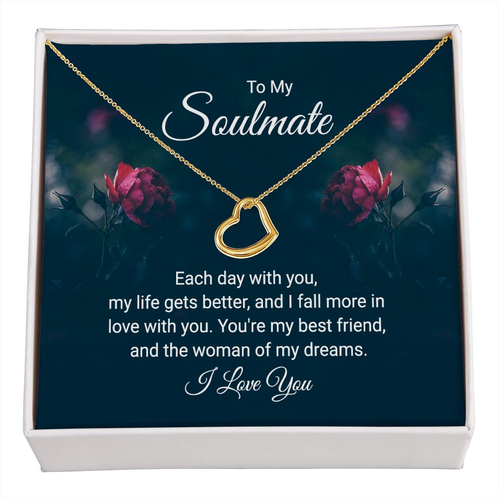 Delicate Heart Necklace To My Soulmate
