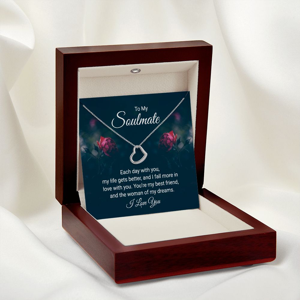 Delicate Heart Necklace To My Soulmate