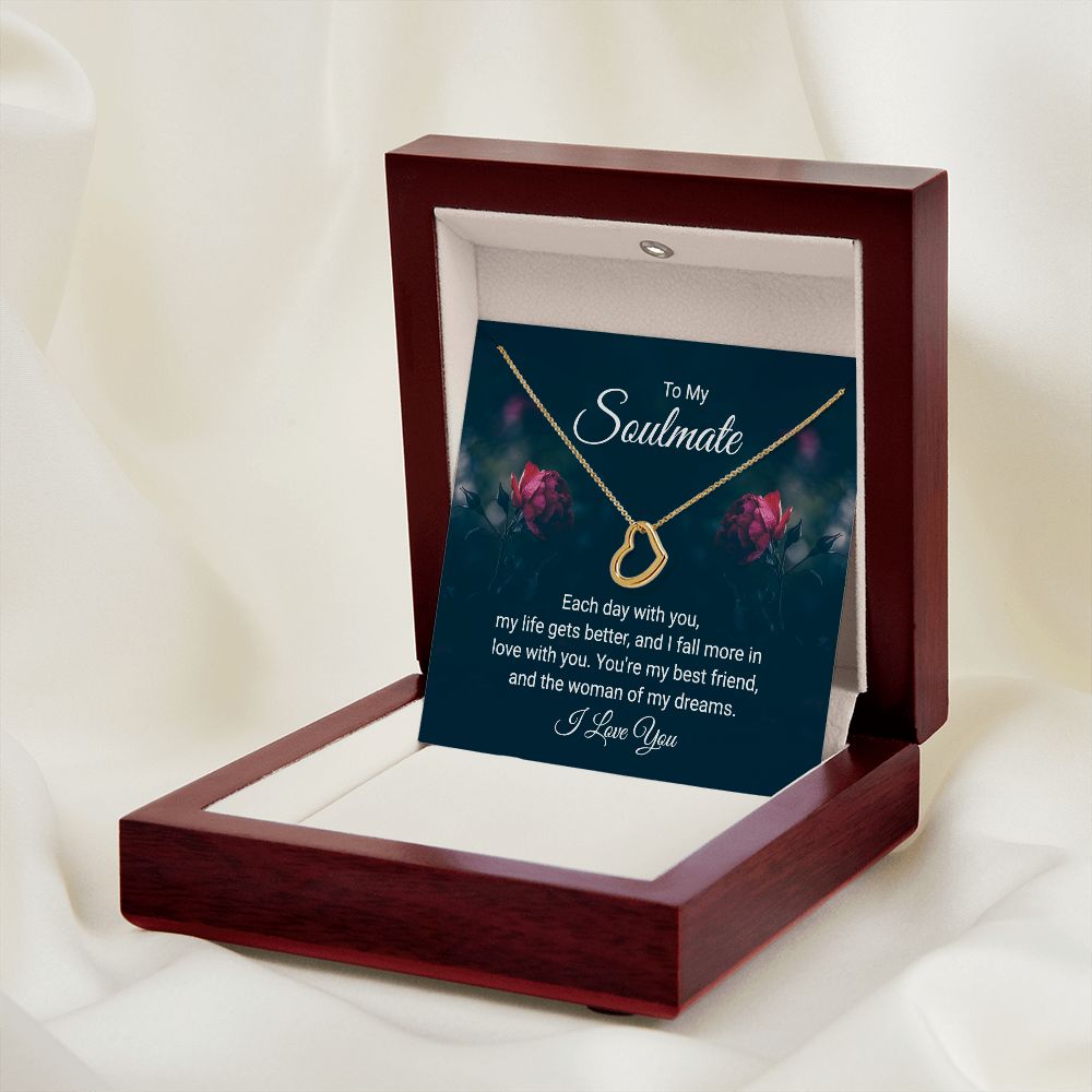 Delicate Heart Necklace To My Soulmate