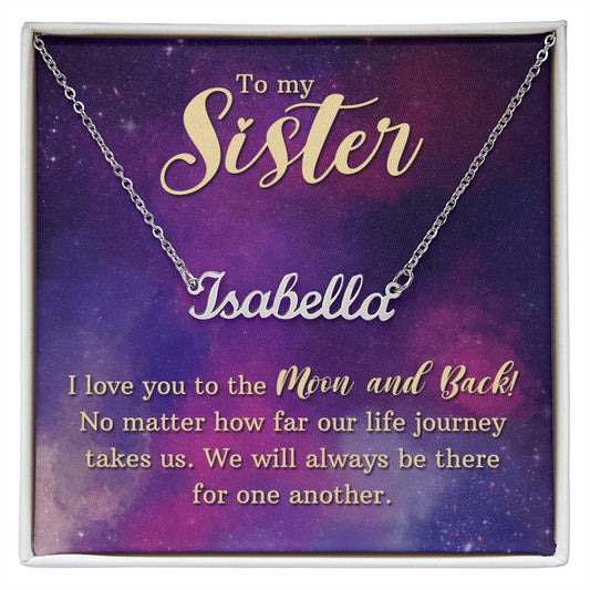 Custom Name Necklace With Message Card- Gift For Sister