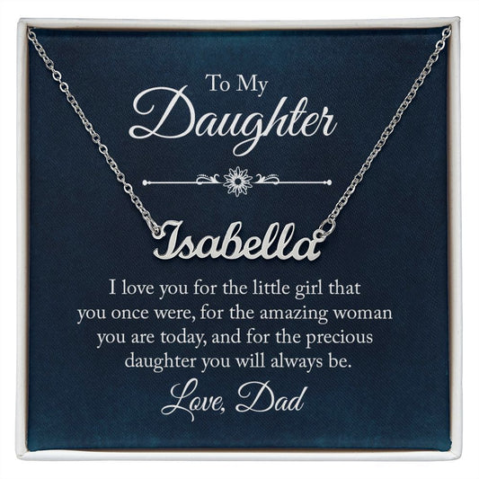 Custom Name Necklace With Message Card - Gift For Daughter