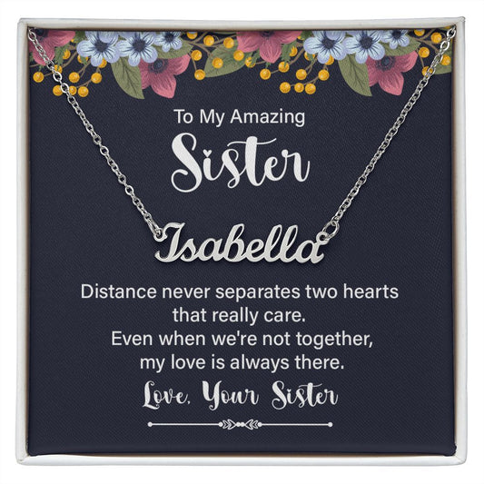 Custom Name Necklace With Message Card - Gift For Sister