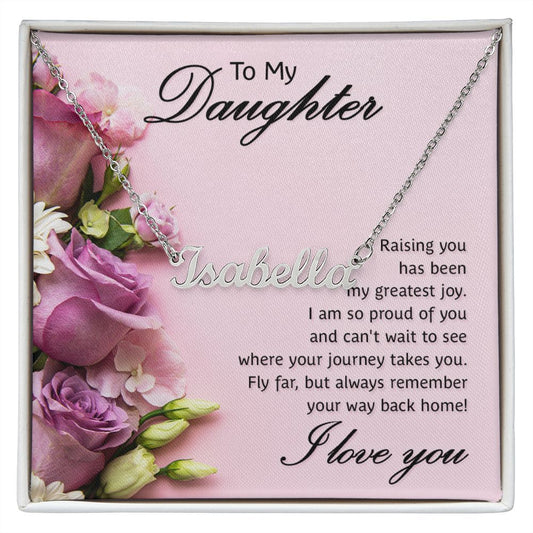 Custom Name Necklace With Message Card - Gift For Daughter