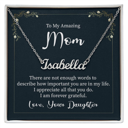 Custom Name Necklace With Message Card - Gift For Mom