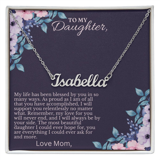 Custom Name Necklace With Message Card - Gift For Daughter
