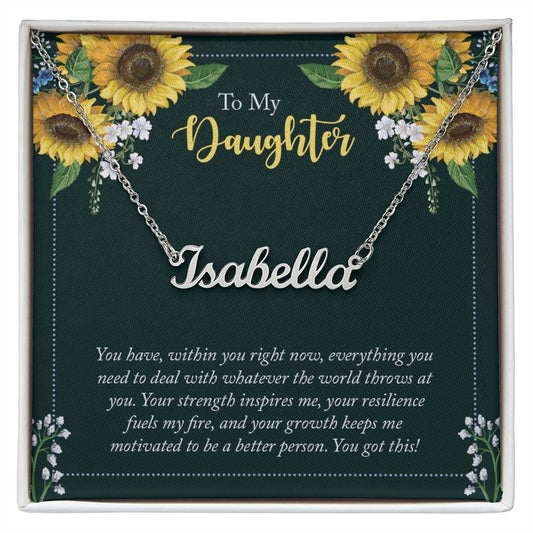 Custom Name Necklace With Message Card - Gift For Daughter
