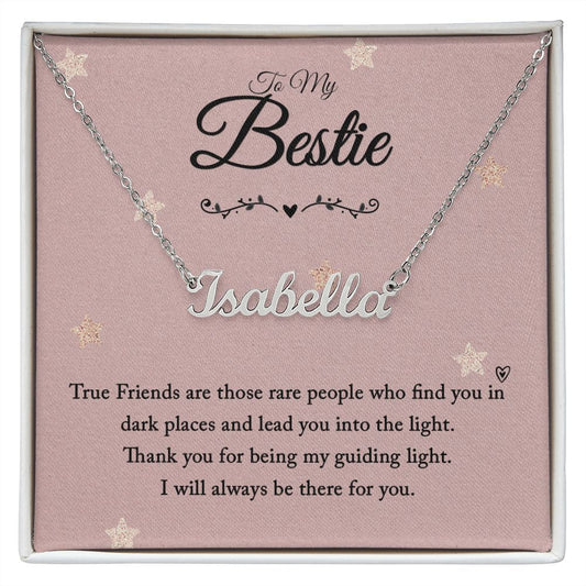 Custom Name Necklace With Message Card - Gift For Bestie